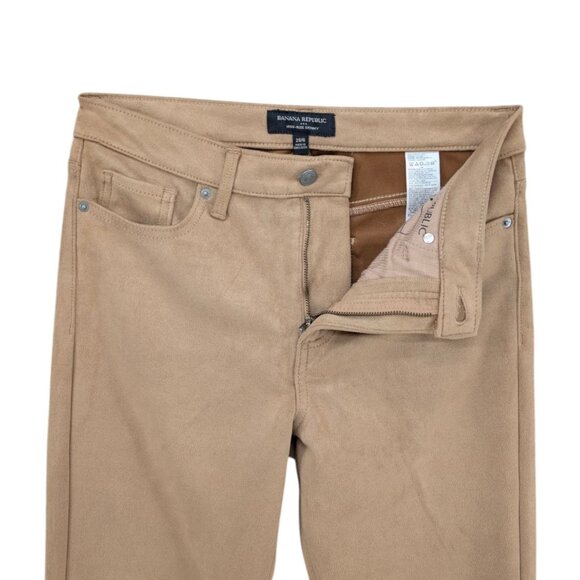 Banana Republic Faux Suede Pants Womens Tan Microfiber 5 Pocket Stretch Size 6 - Picture 5 of 10